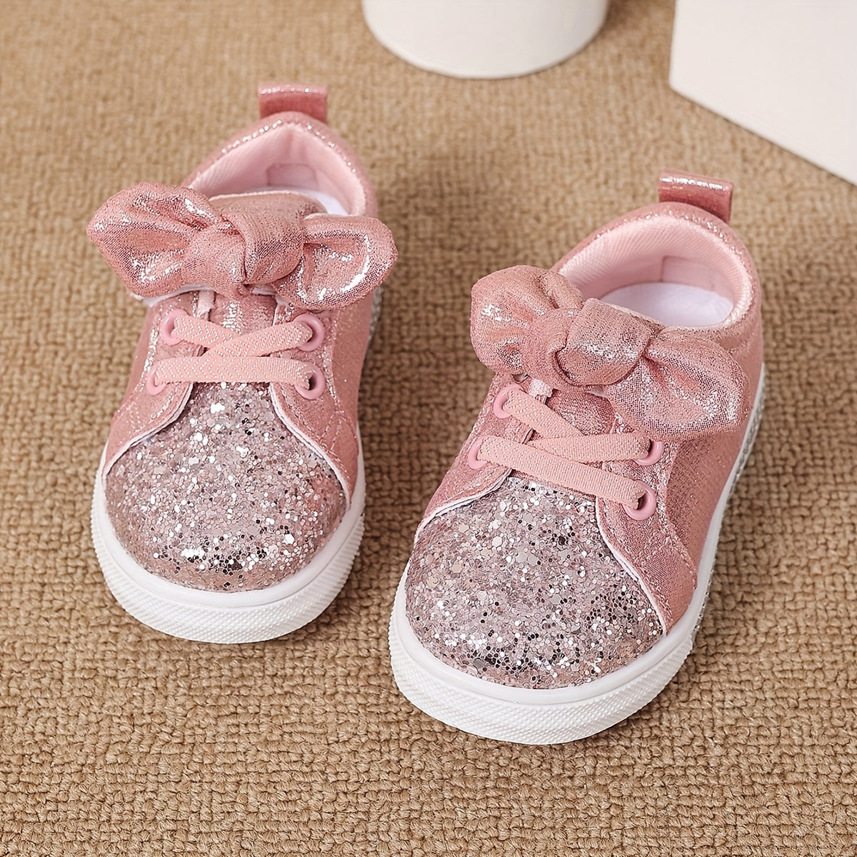 Girls' Mary Jane flats with sequins, bow, round toe, low-top, fabric lining, TPR sole, EVA insole, lightweight slip-on shoes for ages 14 & under. Ideal for casual party streetwear.