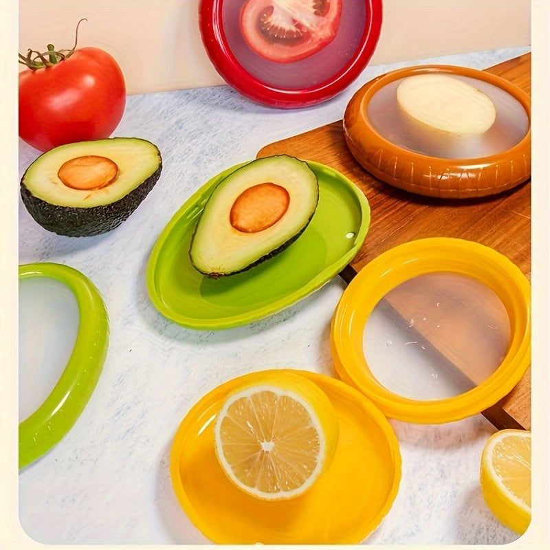 Keep your fruits and vegetables fresh with the Avocado Cooler set of 4 silicone food coolers - perfect for avocados, tomatoes, lemons, and potatoes in the refrigerator.