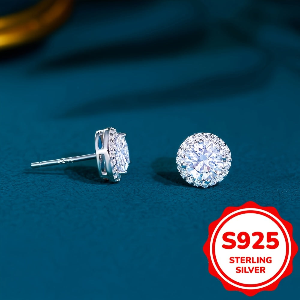 Stunning 925 Sterling Silver Stud Earrings featuring Shimmering 8mm Round Cut Cubic Zirconia - Ideal for Weddings & Special Occasions, Hypoallergenic, Presented in Gift Box, Transparent, Secure Claw Setting