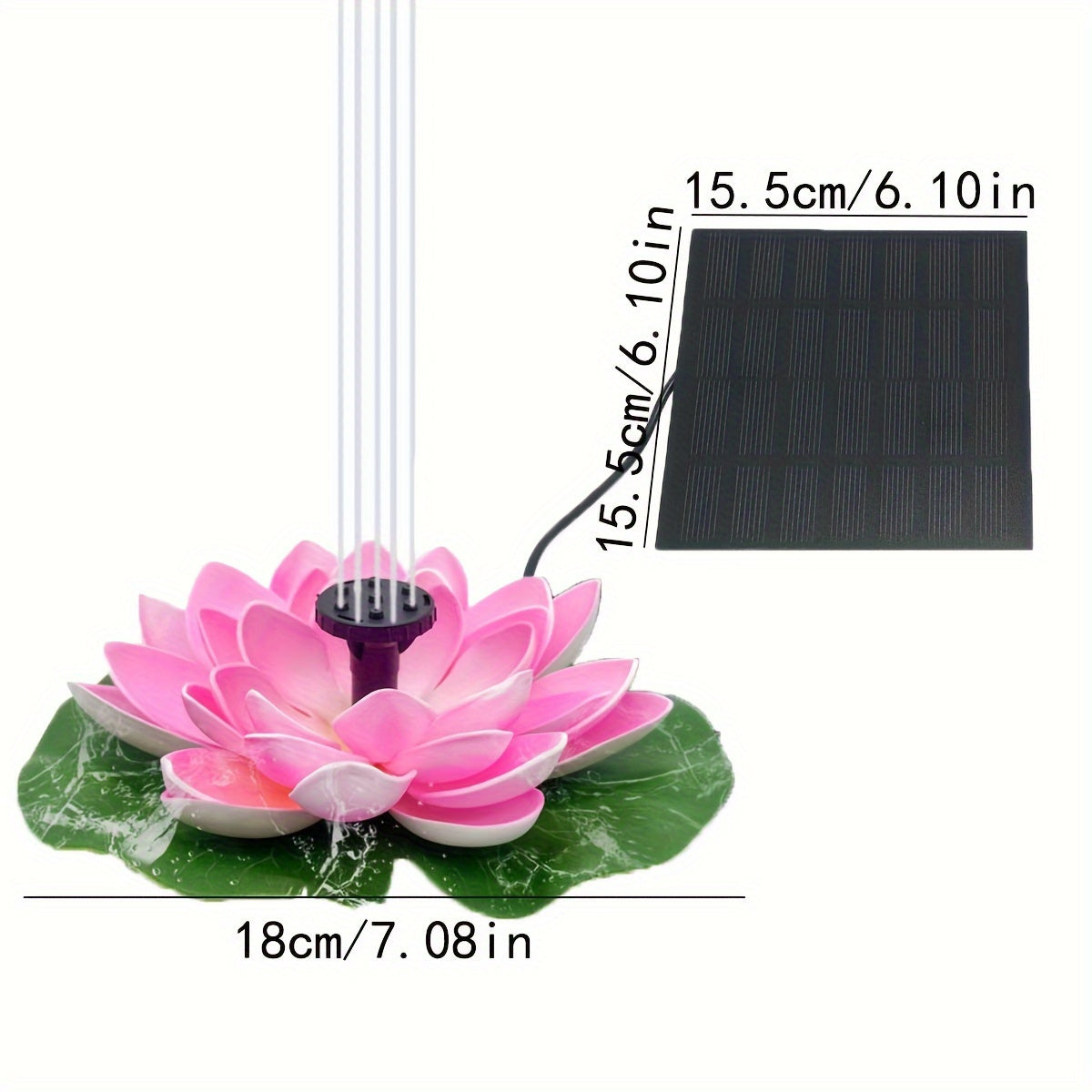 2.5W/1.5W Solar Fountain Pump - Easy install, Floating Lotus design for ponds, patios & bird baths, independent floating design