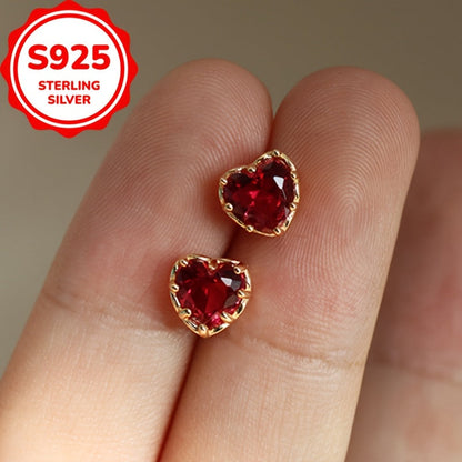 Elegant 1.9g Creative 925 Sterling Silver Classic Fashion Peach Heart Love Anti-allergic Ear Studs for Women.