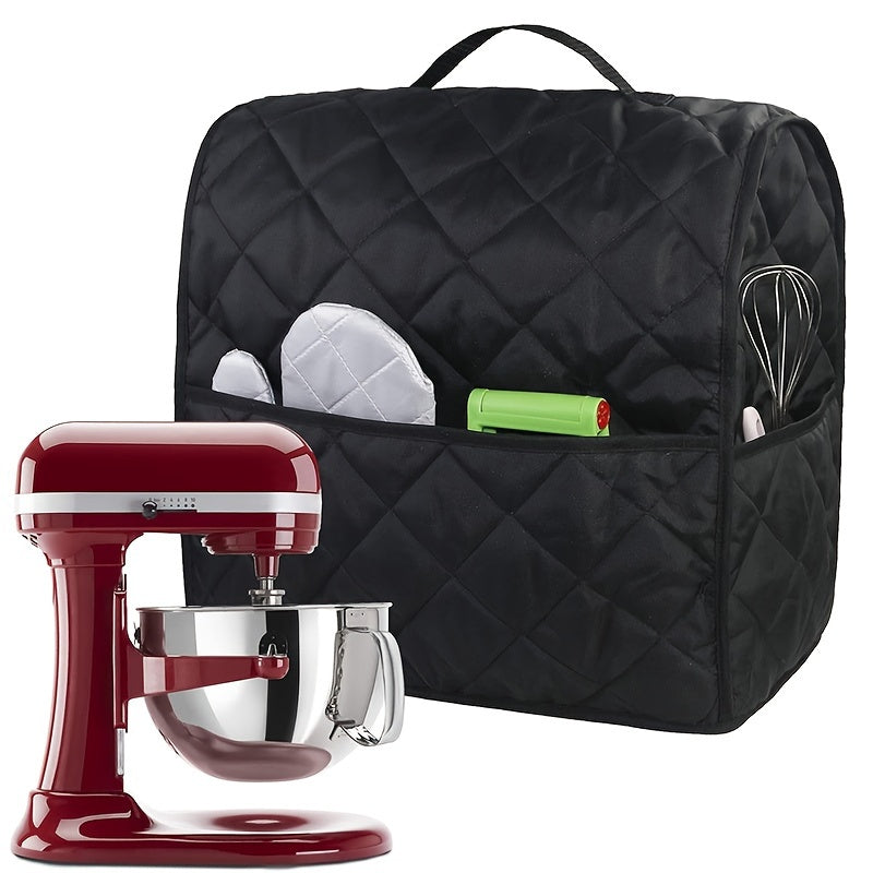 Protect and store your stand mixer with our dust cover featuring accessory storage pockets. Compatible with 4.5-5 quart tilt head and bowl lift mixers, this cover has a protective quilted design that is easy to clean and portable for convenience.