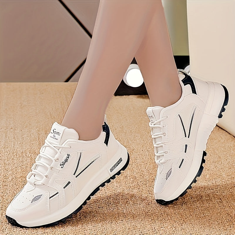 Women's Colorblock Casual Sneakers with Soft Sole Platform, perfect for holiday walks.