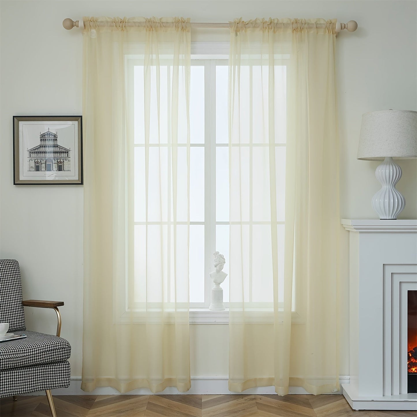 [Top Pick] Add a touch of elegance to your home with these stylish terylene gauze curtains. The two-piece set features a semi-transparent design in a plain color, perfect for creating a breathable and lightweight atmosphere in any room. Hang them with