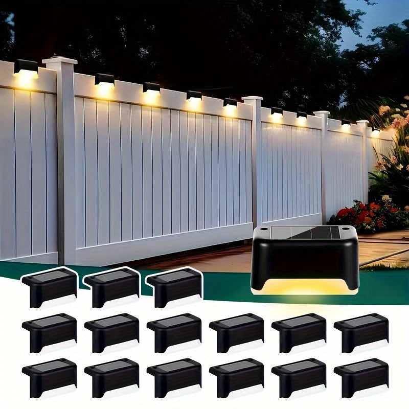 16 solar-powered outdoor lamps, ideal for railings, stairs, fences, columns, and lanes, can be used as LED courtyard decorative lights.