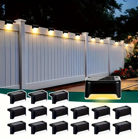 16 solar-powered outdoor lamps, ideal for railings, stairs, fences, columns, and lanes, can be used as LED courtyard decorative lights.