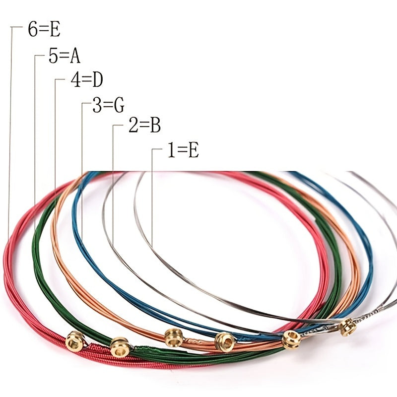 Colorful copper steel strings for acoustic guitar 6-pack