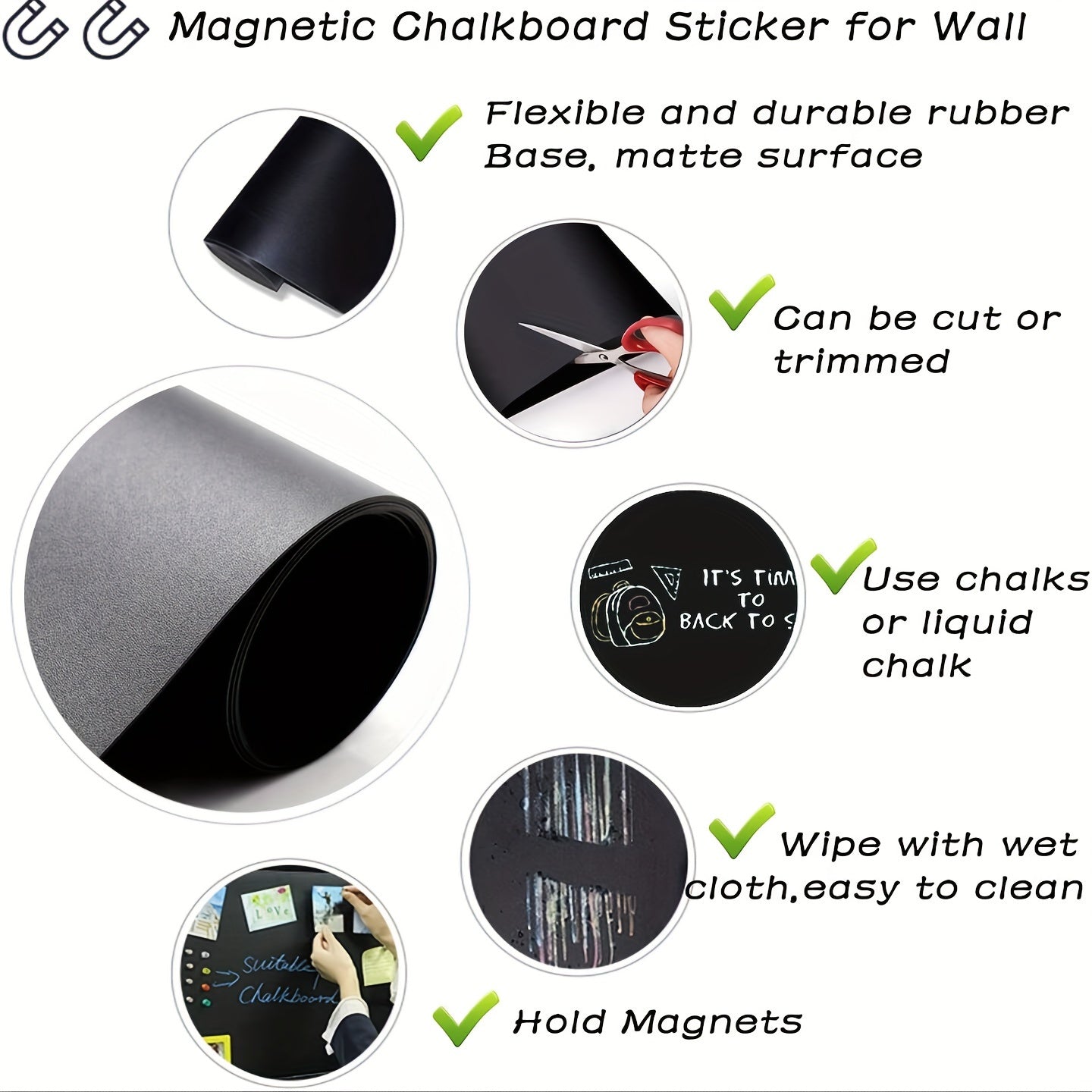 Magnetic blackboard sticker for home, school, or office use, ideal for graffiti drawing and teaching.