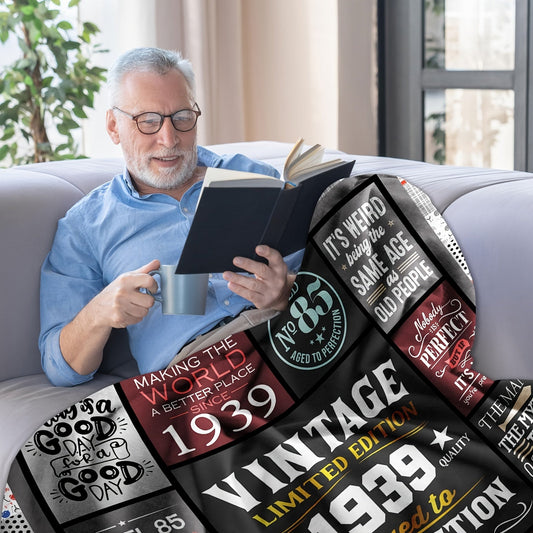 Celebrate Dad, Grandpa, or Husband's 85th Birthday with a Vintage 1939 Limited Edition Throw Blanket - Available in Three Sizes: 60" x 40", 60" x 50", or 80" x 60" - Great for Pets, Teens, and Adults alike.