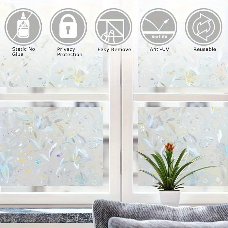 Tulip Privacy Window Film - Anti-Spy, Electrostatic PVC Glass Sticker for Decorating Home & Office - Ideal for Bedroom, Balcony, Bathroom