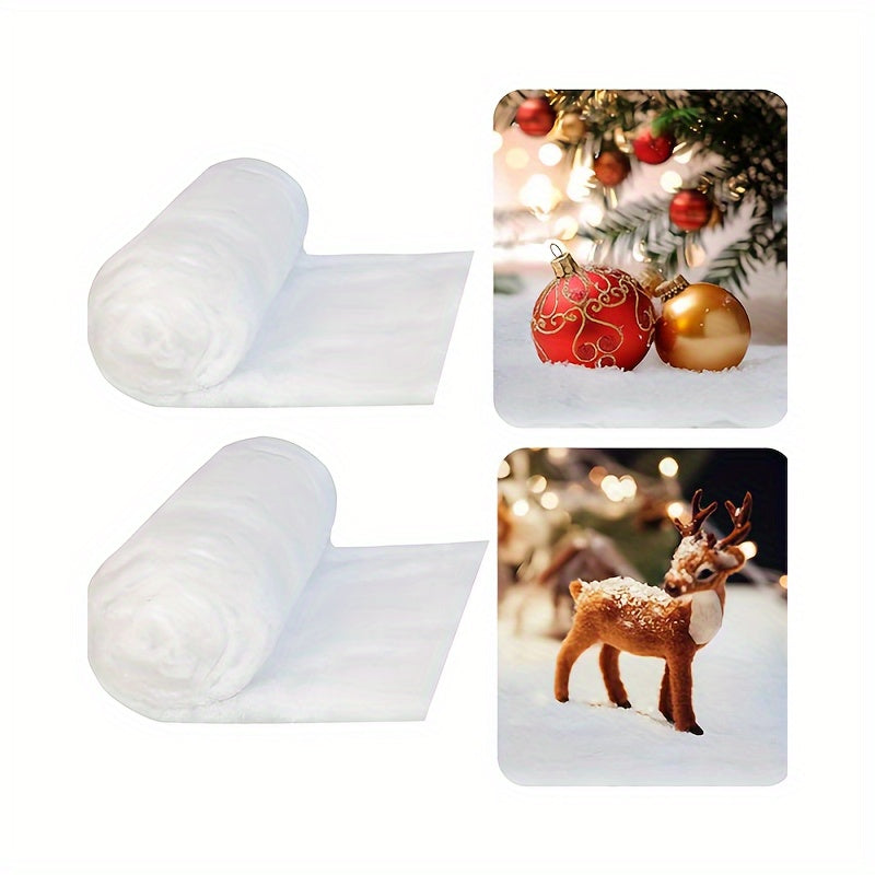 1 piece of Artificial Snow Roll - Perfect for Christmas tree decoration, party table mat, table decoration, or white photo background. This thick, soft blanket holiday fake snow blanket cover is ideal for DIY projects and filling material.