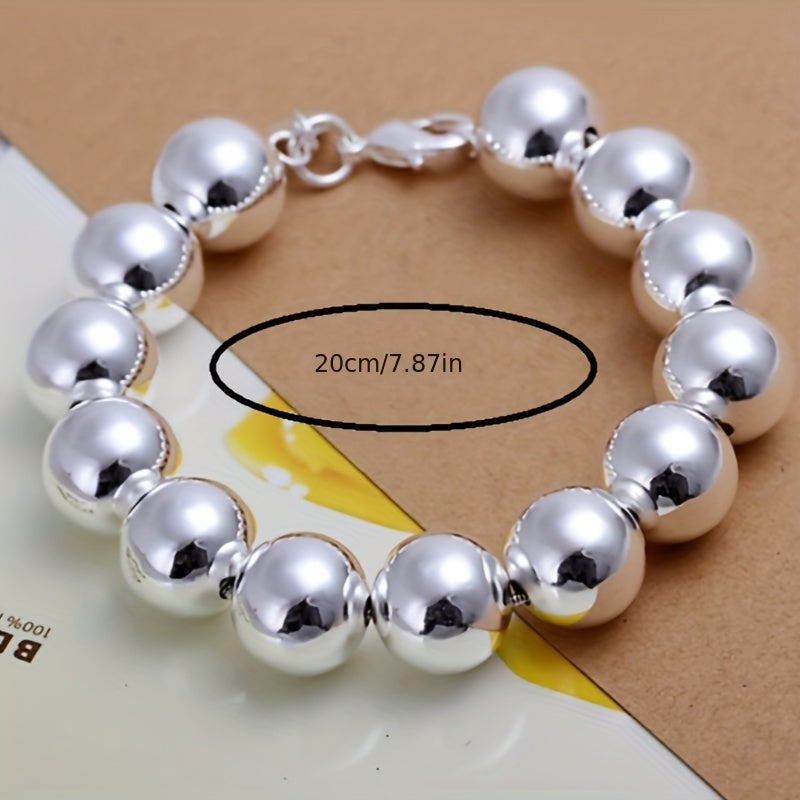 This elegant 925 sterling silver beaded bracelet features a vintage style with no plating, making it a classic jewelry gift suitable for daily wear and special occasions. It is perfect for celebrating Mardi Gras and serves as a versatile accessory that