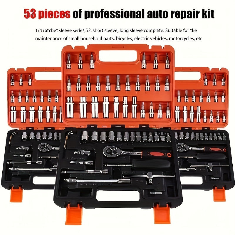 53/151 piece multi-purpose car repair tool set - durable metal accessories for DIY maintenance and everyday use