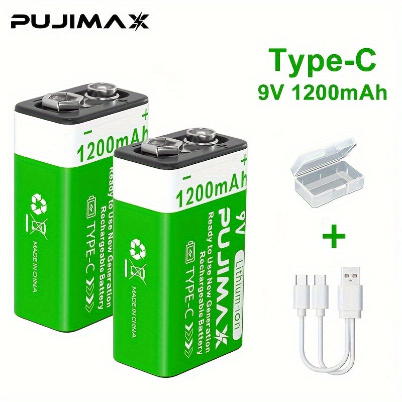 2/4/8pcs of 9v rechargeable lithium batteries with Type-C port charging, ideal for electronic games, toys, and household items.