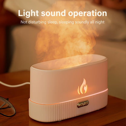 USB-powered flame aroma diffuser with soundwave technology, LED lighting, cool mist humidifier for essential oils, ideal for freshening air in home and office, aromatherapy diffuser.