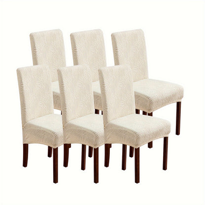 6 Leopard Print Mid-Back Chair Covers - Stretchy, All-Season Slipcovers for Dining Chairs