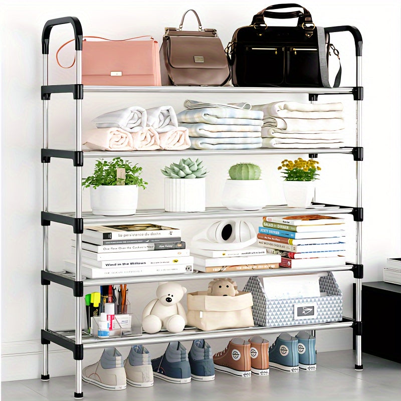 Durable Shoe Storage Organizer with Versatile Multi-Layer Rack - Simple Assembly, Ideal for Entryway, Bedroom, Office, and Beyond - Made of Strong Plastic and Metal Materials