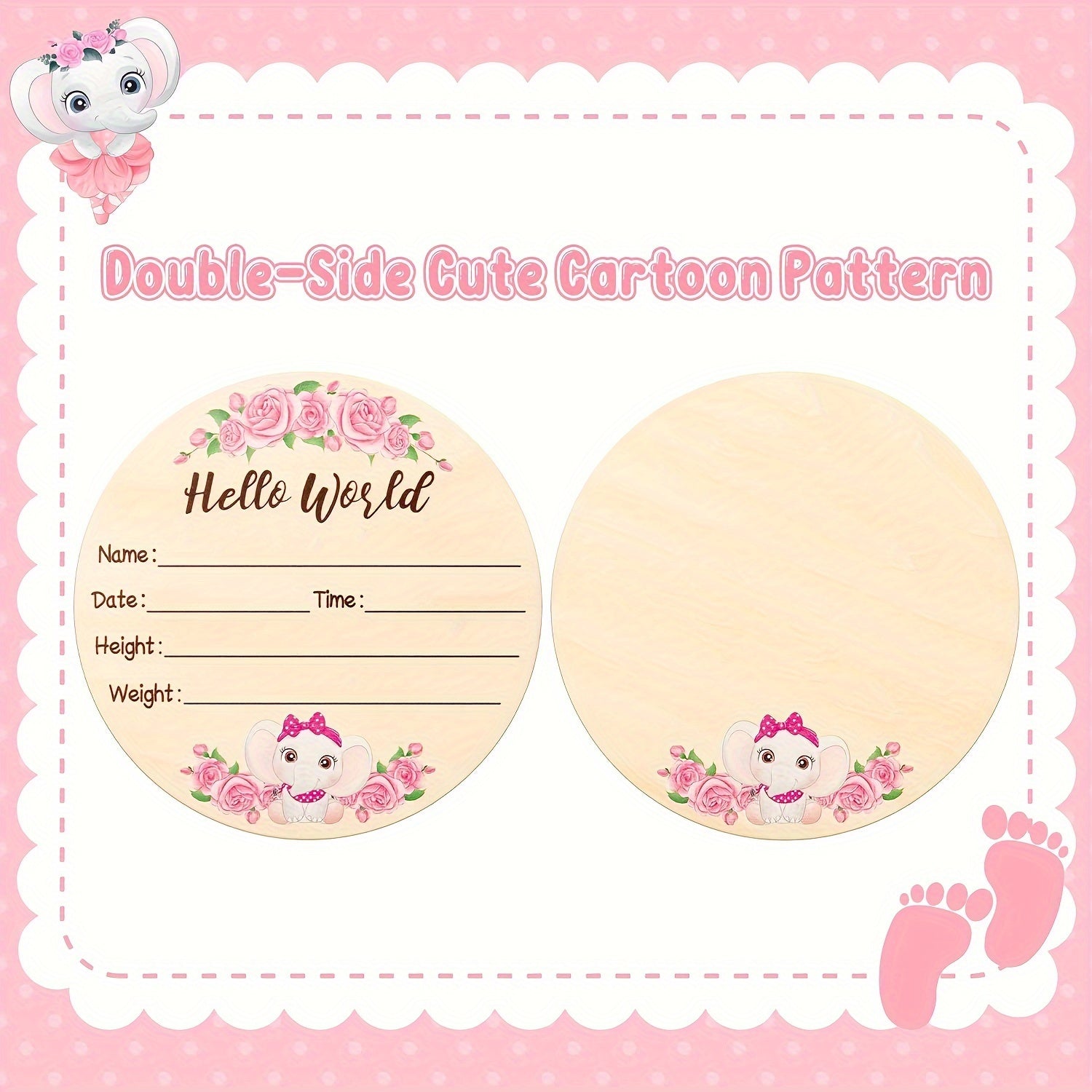 Celebrate Your Child's Arrival with a Wooden Birth Announcement Sign Set - Includes Stand, Ink Pad, and Pen - Features "Hello World" Design, Milestone Marker, and Gender Reveal Card - Perfect for Children 14 Months and Older - Assorted Color Keepsakes