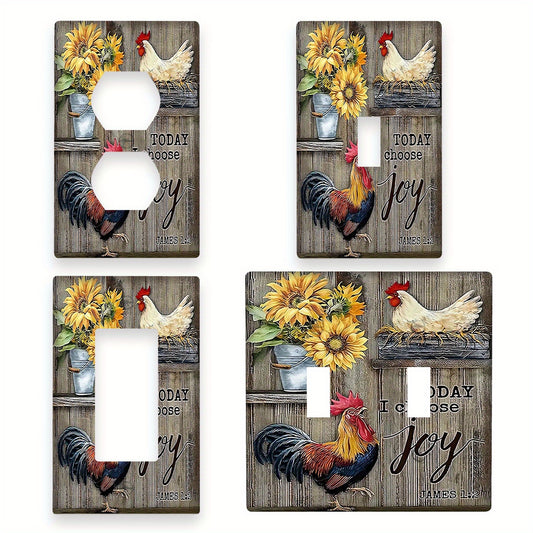 Decorative Rustic Rooster Light Switch Cover - Easy Install, Battery-Free. Perfect for Home, Bedroom, Kitchen.