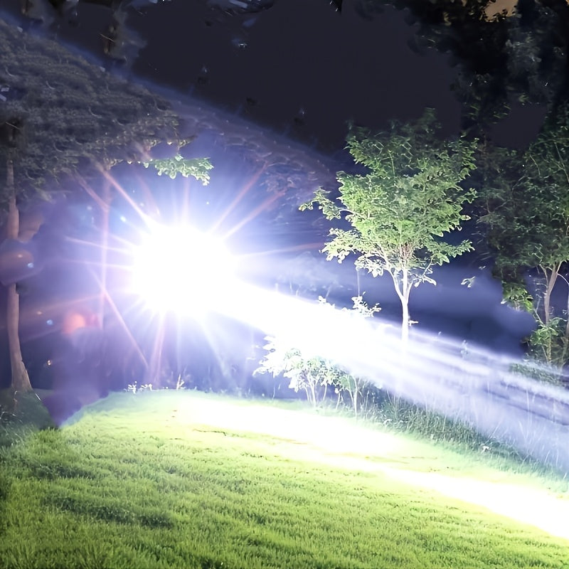 Rechargeable LED spotlight with digital display, ultra high beam, fast Type-C charging, portable outdoor emergency light, long beam, USB charging, lithium battery, plastic shade, no laser