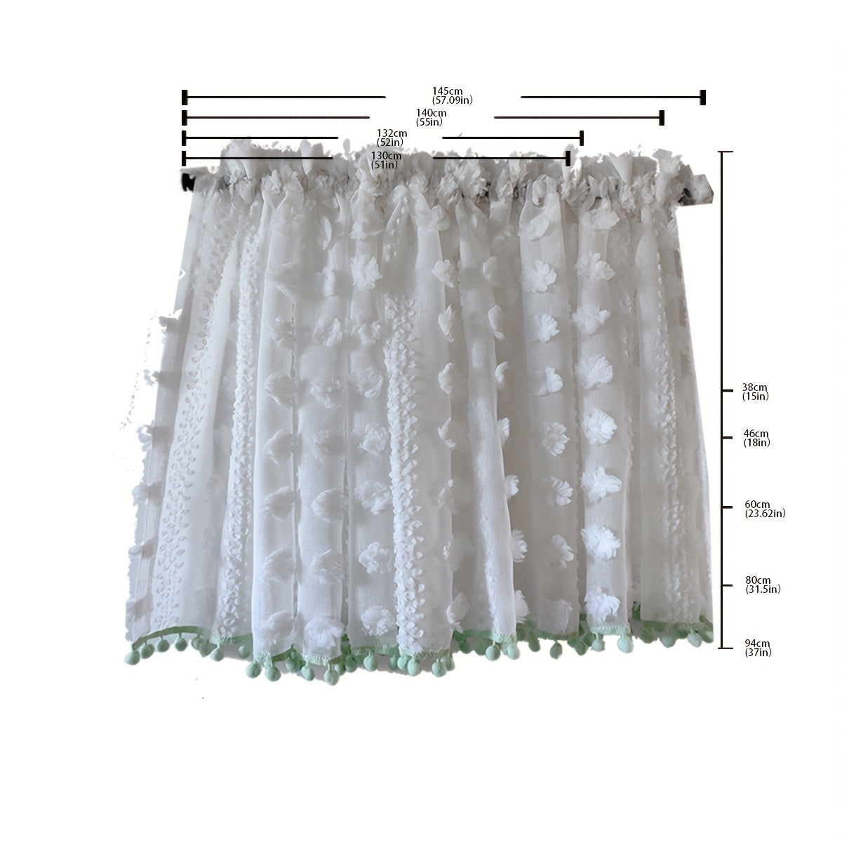 1 piece of small French-style kitchen curtains, American-style door curtains. Also suitable for half curtains, partition curtains for the living room, office, or home decor.