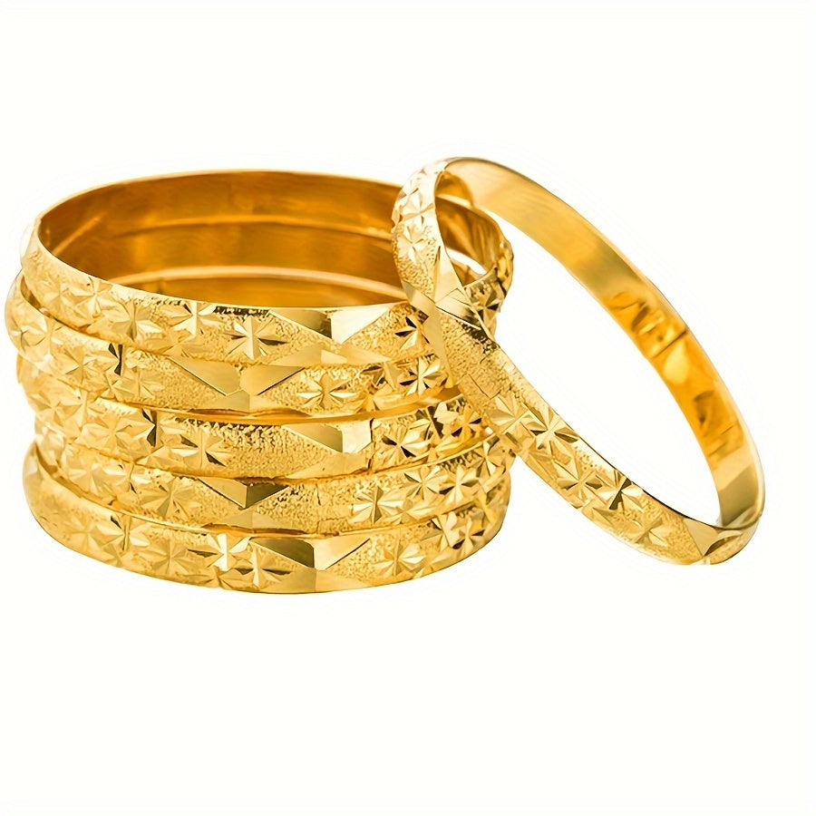 Vintage Bangles Set of 6 with Retro Carving Traditional Bridal Jewelry. A perfect gift for women.