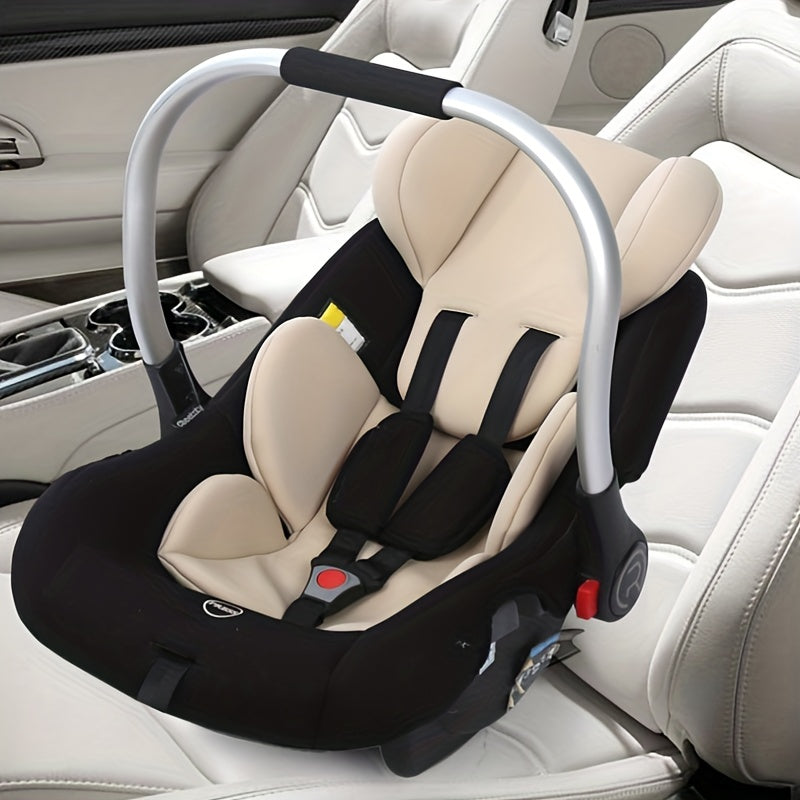 Comfortable stroller seat cushion with neck and waist support, made of ultra-soft thick sponge - detachable and portable design for year-round use.