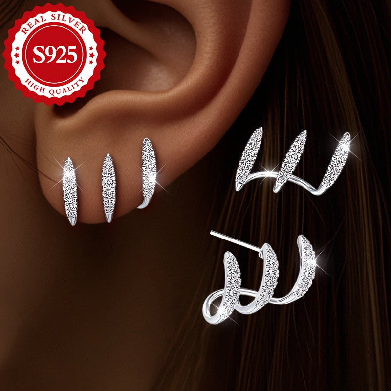 A set of exquisite S925 Sterling Silver earrings with claw-set Zirconia studs - dazzling, hypoallergenic, suitable for all occasions, great as a gift, unique design, perfect for the holiday season.