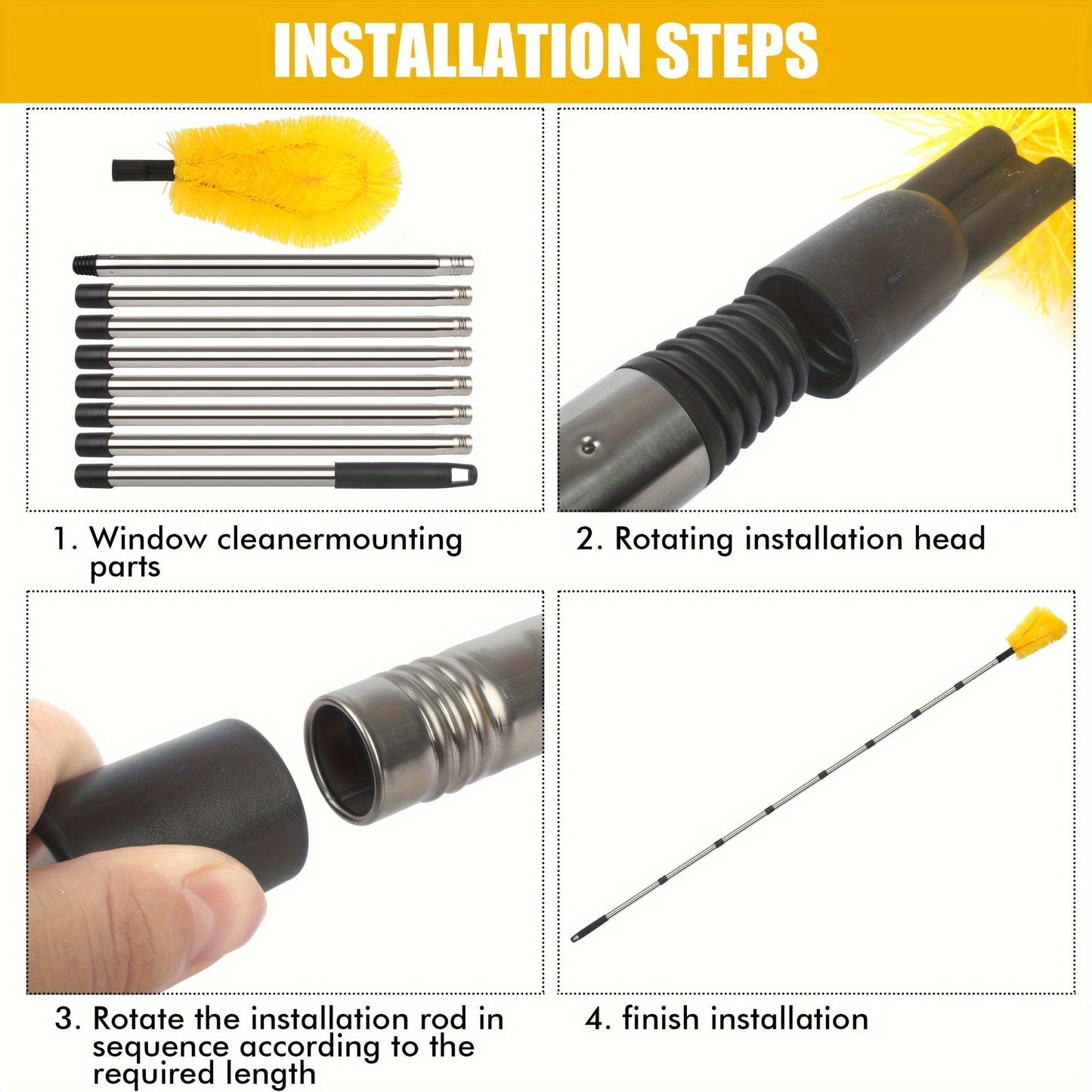 Extendable Gutter Cleaning Brush - Reach for Leaves & Debris, Stainless Steel, Adjustable, Durable