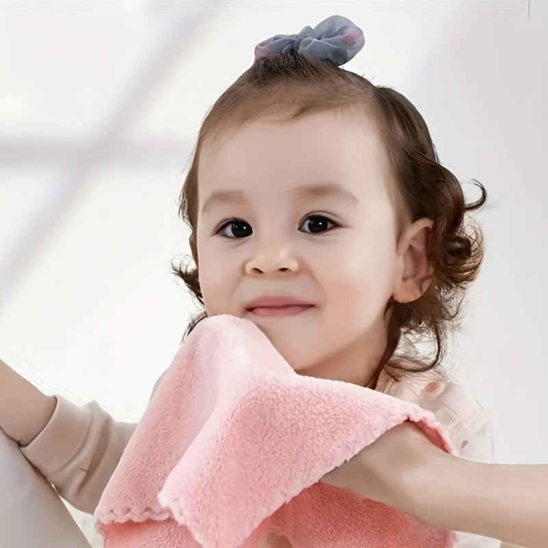 16pcs Coral Fleece Square Towels in 2 Sizes, Super Soft and Absorbent for Bathroom Use.