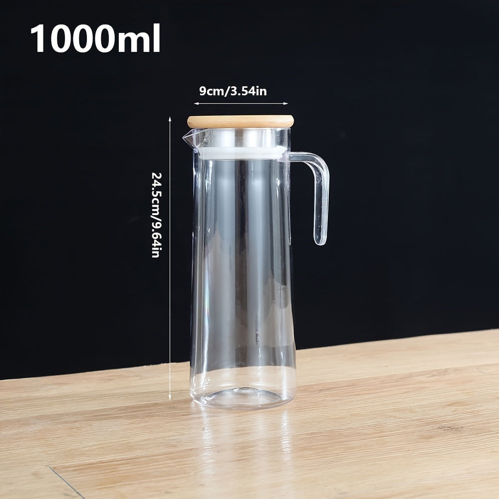 Heat-resistant PC water pitcher with lid and handle, suitable for hot and cold beverages, cold brew, iced tea, and juice. A must-have accessory for your kitchen and dining needs.