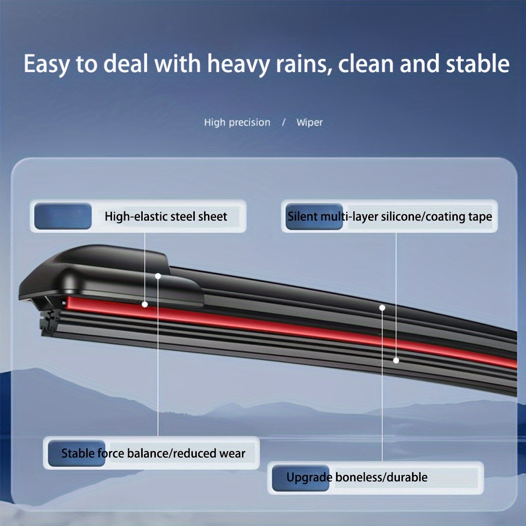 6-layer rubber strip car wiper for J/U hook type blades, 35.56cm-71.12cm, high-definition, silent, durable.