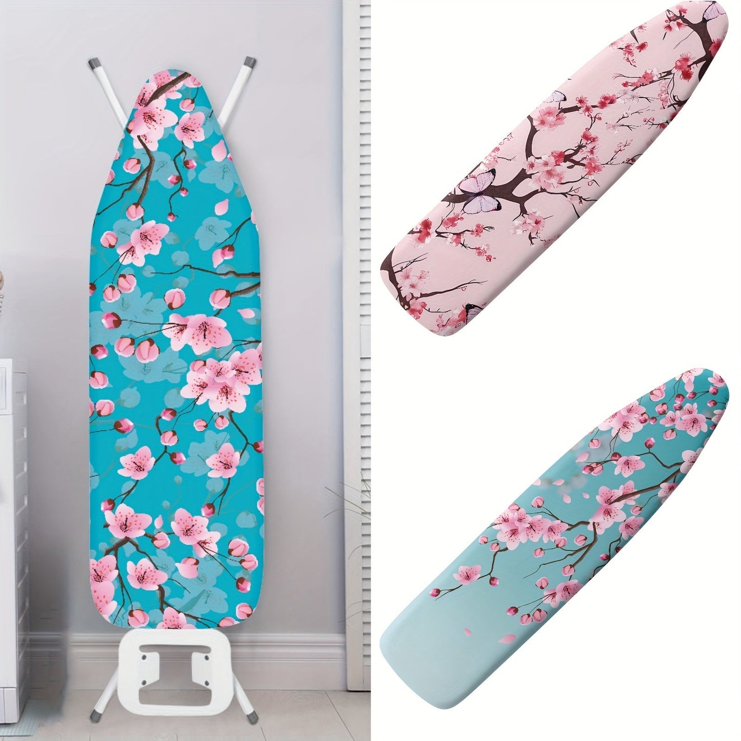 Rshubino Ironing Board Cover featuring a Beautiful Cherry Blossom Design - Non-Heat Resistant, Dustproof, Home Decor Replacement Cover, Simple Installation, 1 Piece