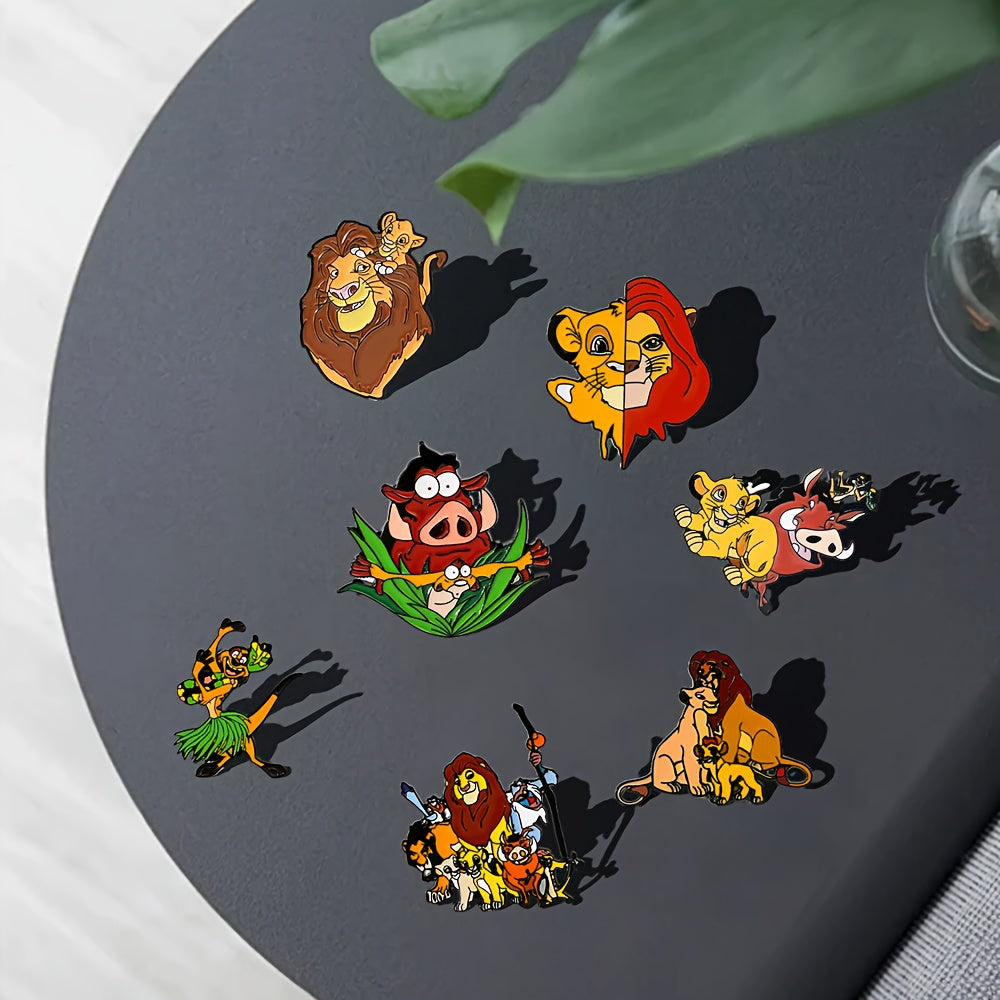 Set of 7 Simba Anime Enamel Metal Badges, Stylish Brooch Pins for Men and Women's Apparel and Accessories, Perfect Keepsake Gift for Childhood Memories