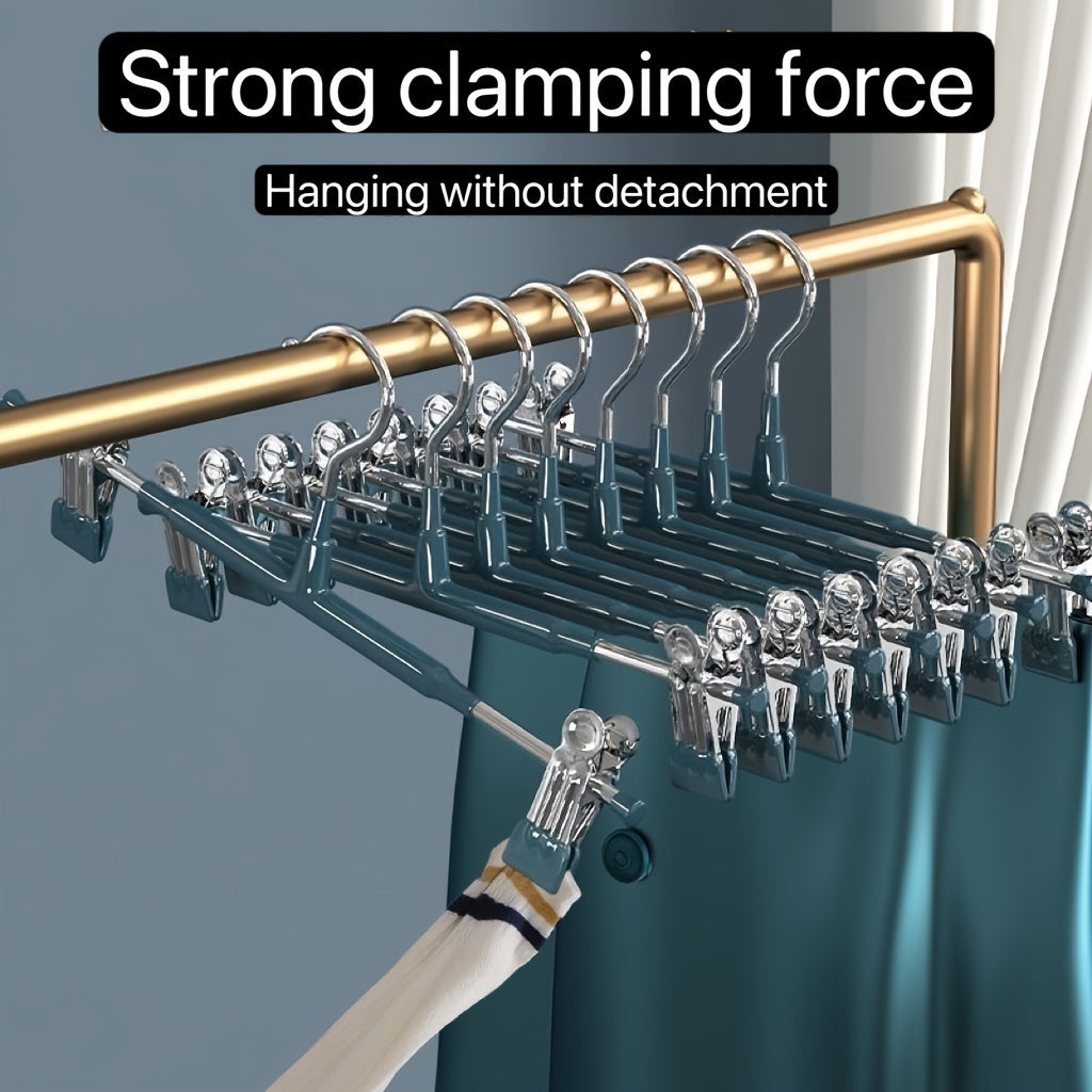 10 Premium Stainless Steel Pants Hangers with Adjustable Clips - No-Slip, Heavy-Duty Racks for Retail Display and Home Use