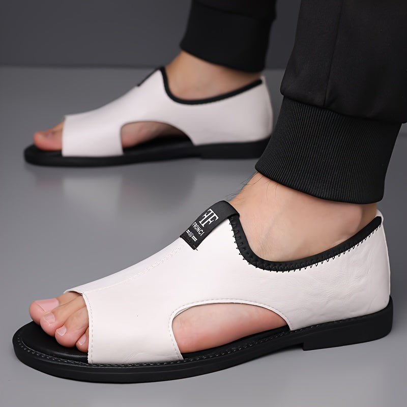 Men's slip-on open toe sandals for spring and summer walking and traveling, with non-slip design.