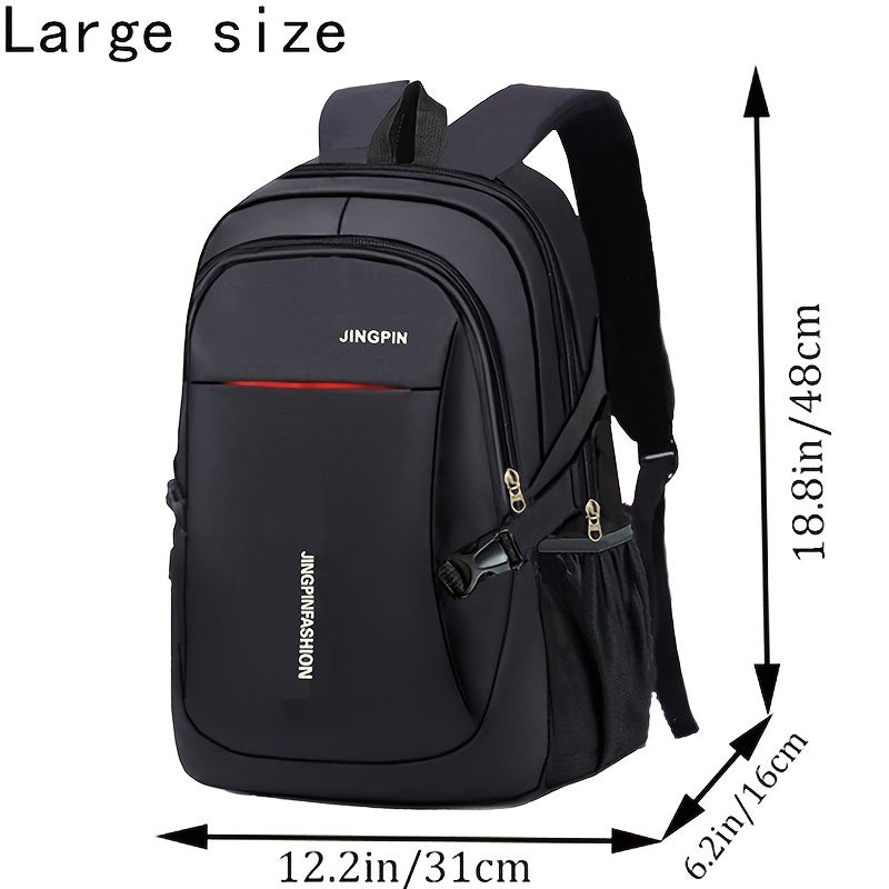 JINGPIN Casual Canvas Backpack with Nylon Laptop Compartment, Soft Shell, Zipper Closure, Quality Buckle, and Comfort Shoulder Strap.