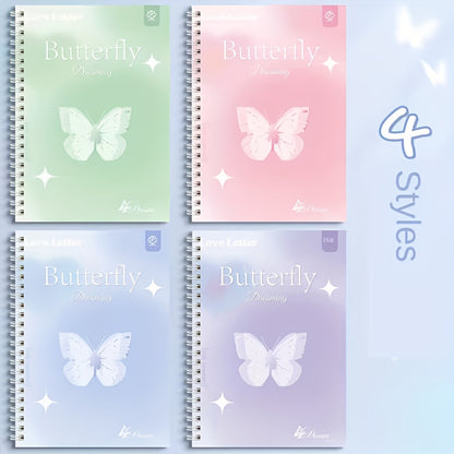 1pc A5 Butterfly Dream Themed Spiral Notebook with 60 sheets, dotted pages, and lay-flat binding.