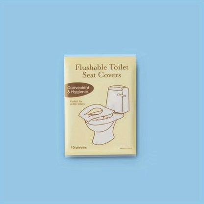 80/10 pack of biodegradable flushable paper toilet seat covers for adults and potty training, ideal for public restrooms, airplanes, and camping.