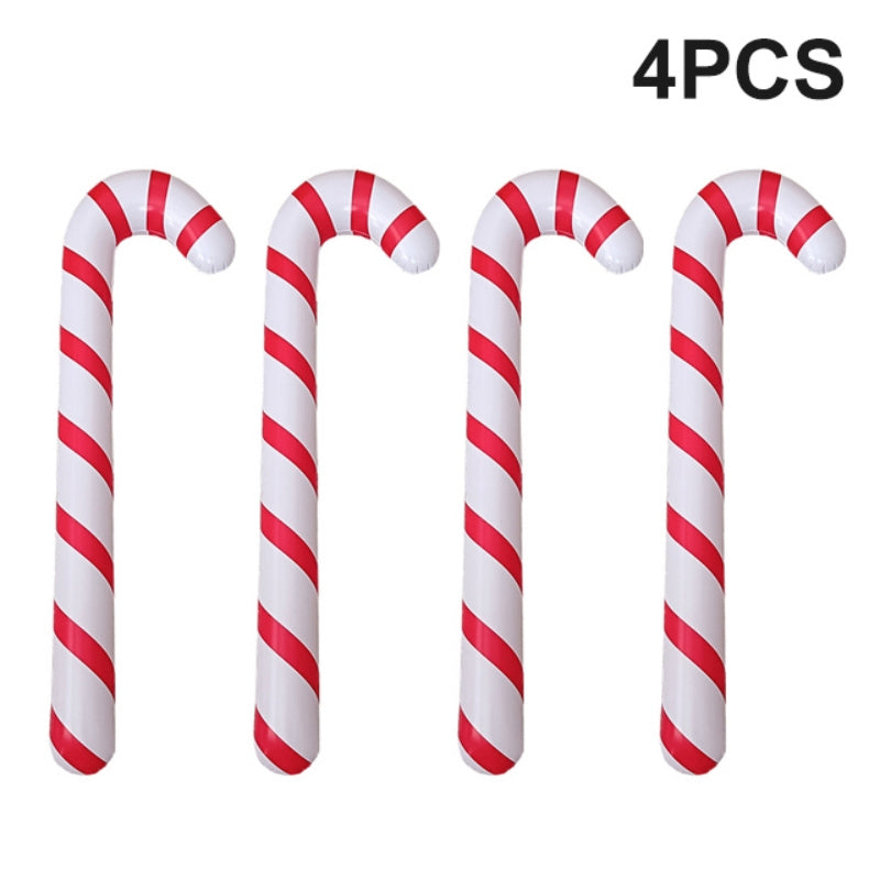 Set of 4 giant inflatable candy canes for festive holiday decor, no electricity required, perfect for New Year's parties.