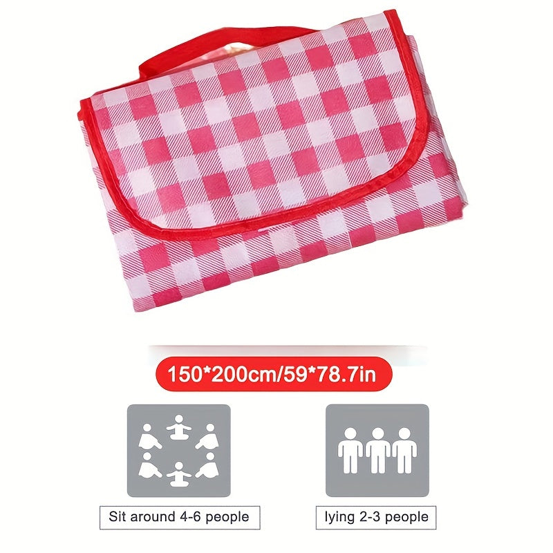 The Grid Pattern Portable Picnic Mat is a Foldable Outdoor Travel Mat made of PVC. It is Waterproof and Moisture-proof, perfect for Camping and Picnics.