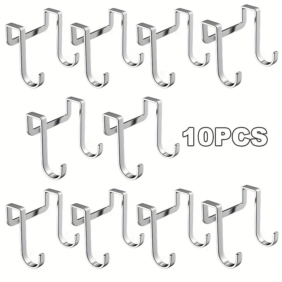 10/5 Stainless Steel Double S Hooks, Rustproof, Durable, Easy to Install, Multi-Purpose Door Hooks for Kitchen, Bathroom, Wardrobe, Cabinets, Locker Doors.