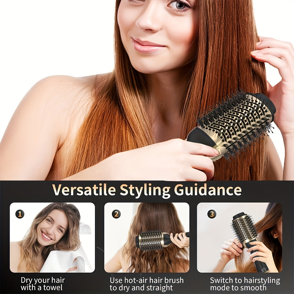 2-in-1 Hot Air Brush with Straightening Comb - Fast Styling, 1000W, Includes Storage Case - Ideal Gift for Women