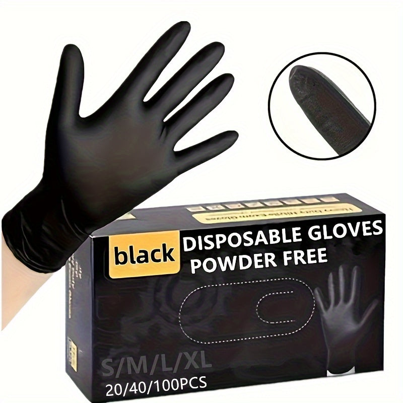 Durable black nitrile gloves for kitchen and home cleaning tasks, powder-free with non-slip texture, lightweight and ambidextrous.