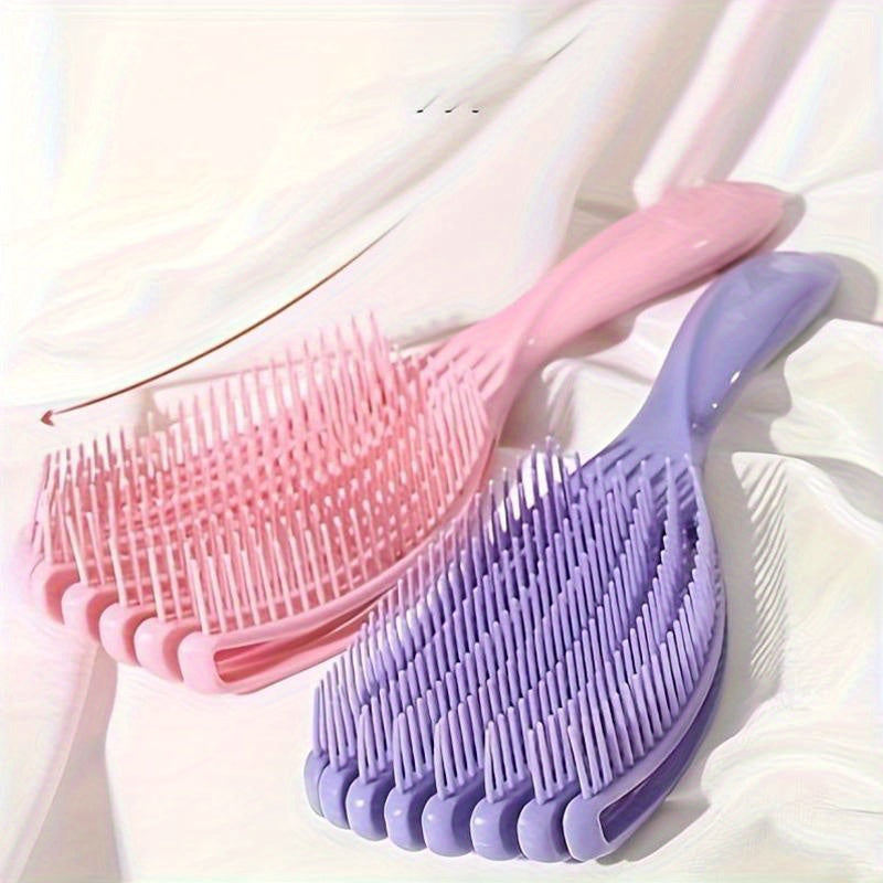 Wet and dry use shell comb with large curved fluffy style for smooth, knot-free hair. Features eight-claw massage design.