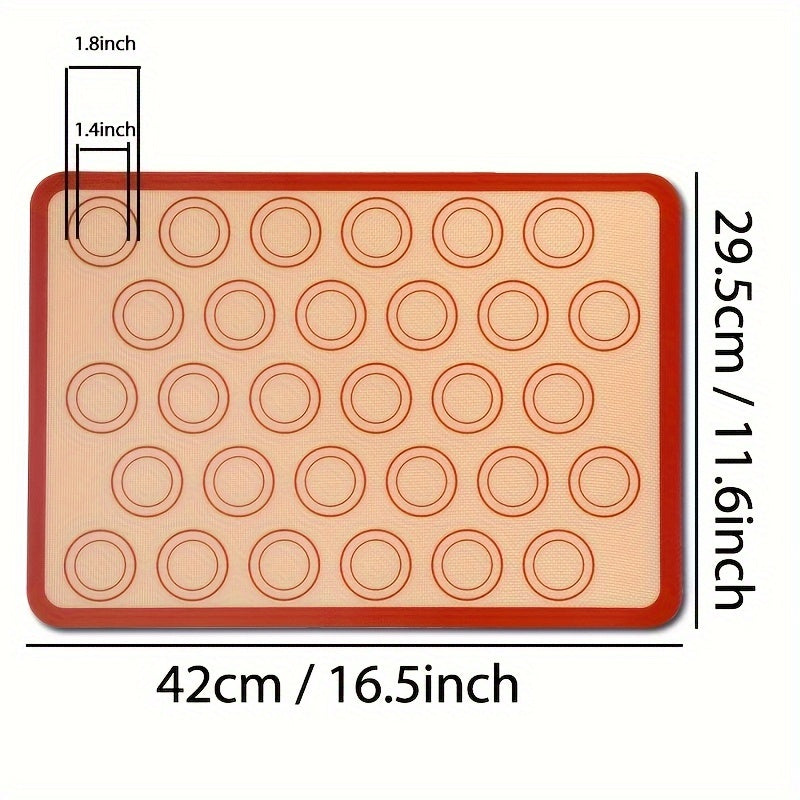 Silicone Baking Mat For Oven, Non-Stick Macaron Silicone Mat, Reusable Heat Resistant Half Sheet Baking Mat - Perfect for Cookies, Macarons, Bread, and Pastry (1pc/2pcs)