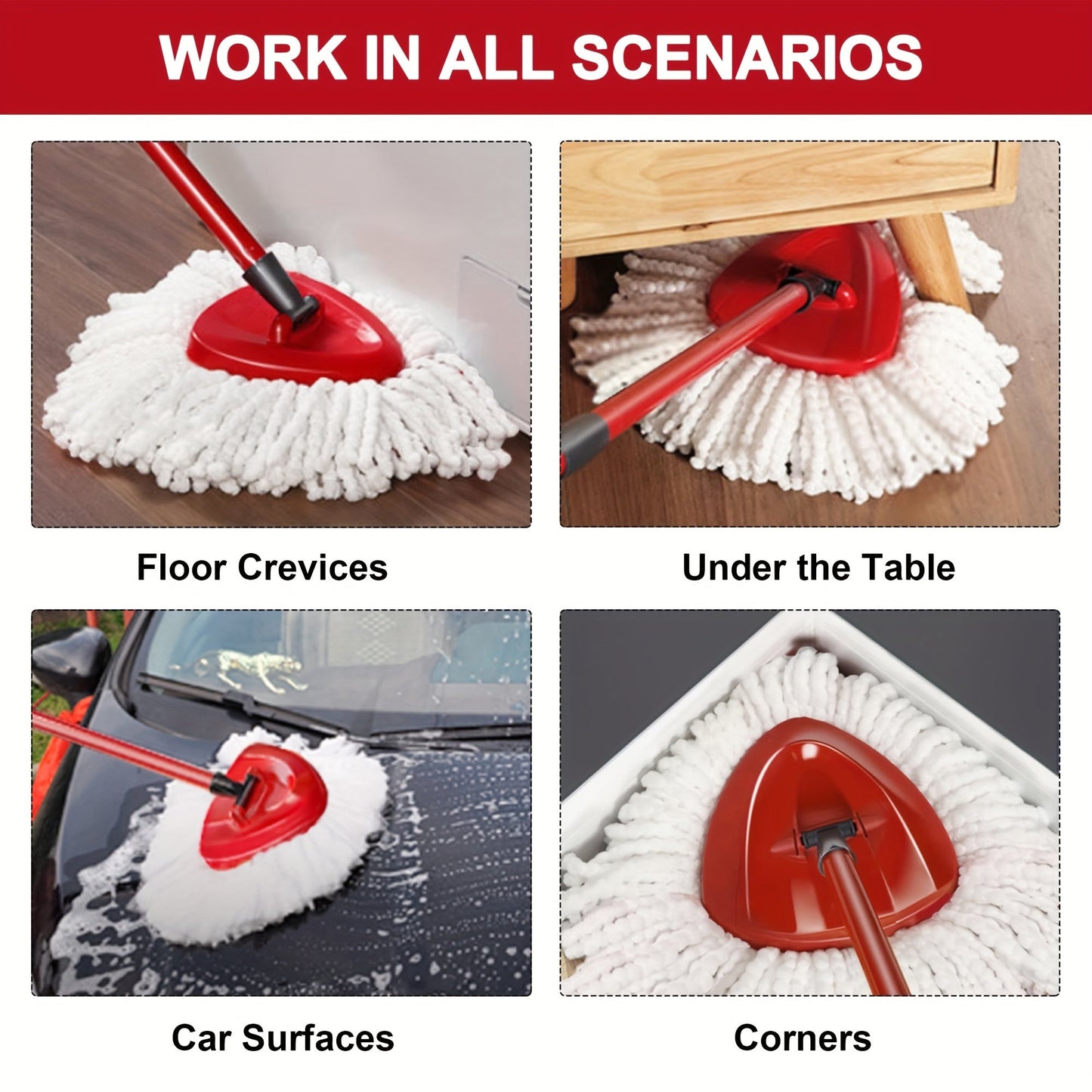 [Customer Favorite] Set of 3 Microfiber Triangular Spin Mop Head Replacements for Deep Cleaning - Machine Washable, Ideal for Wooden, Marble, Cement, Tile Floors, and Car Surfaces