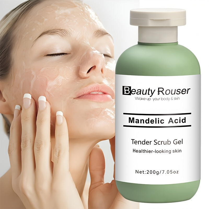 200g/7.05oz Beauty Rouser Mandelic Acid Scrub Gel - Alcohol-Free, Moisturizing with Aloe Vera & Rose, Deep Pore Cleansing for All Skin Types.