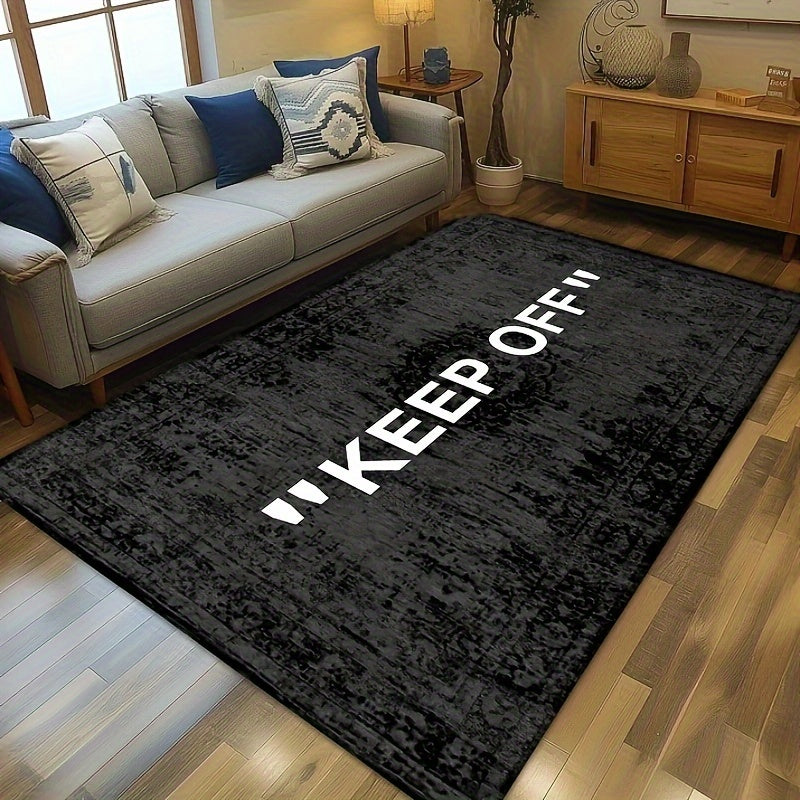 A single plush area rug featuring an elegant English motif, designed for comfort and durability. This anti-slip rug is machine washable, making it perfect for use in bedrooms, living rooms, or dorm rooms.