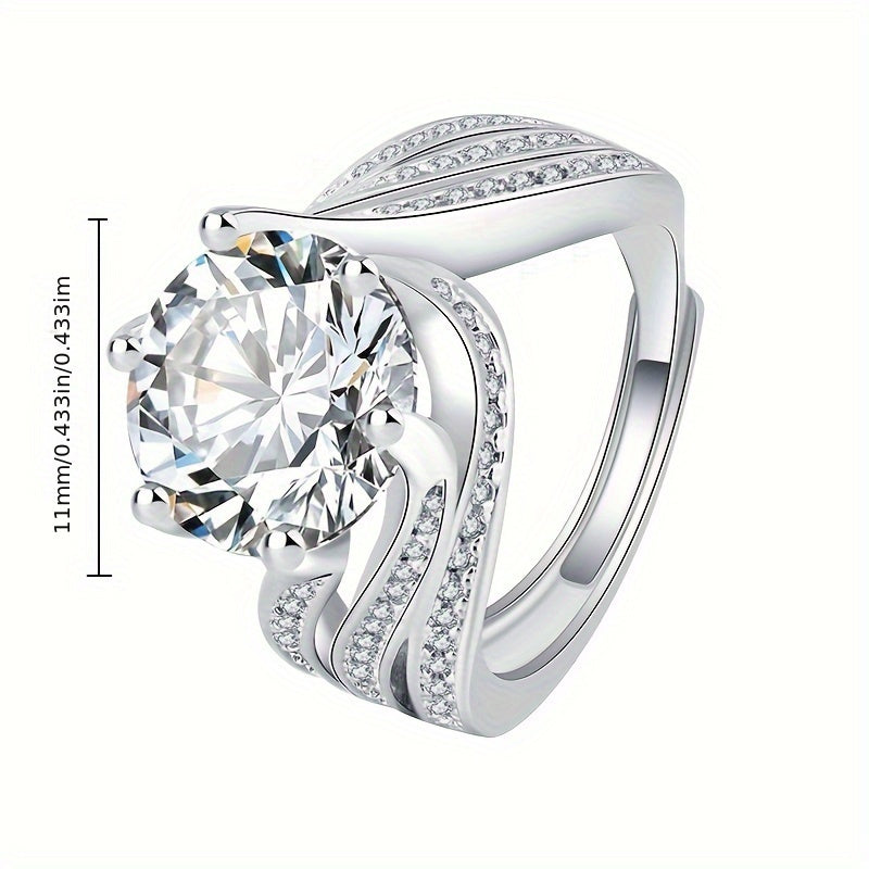 Elegant 5-Carat Moissanite Engagement Ring for Women - Beautiful Round Cut, Secure 6-Prong Setting, Timeless Design, Perfect Anniversary Gift, Customizable Size for Weddings and Special Occasions